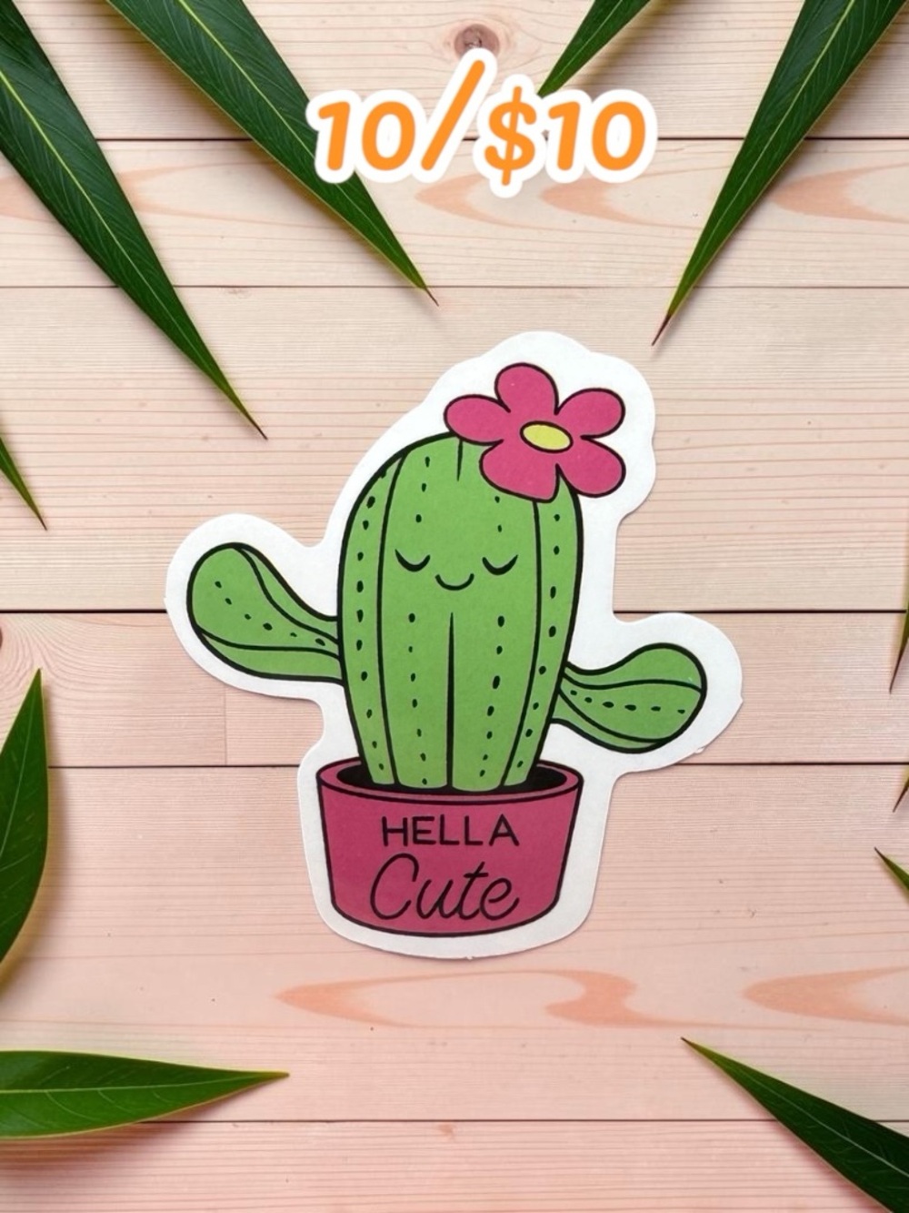 10 / $10 Hella Cute Cactus Sticker – Cute Plant Flower Decal